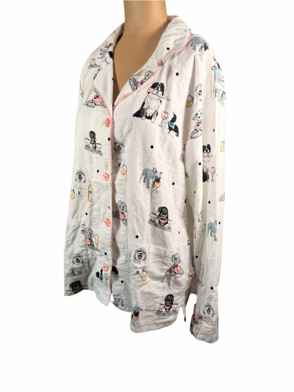 PJ SALVAGE Dogs Drinking Wine Pajama Top & Headband